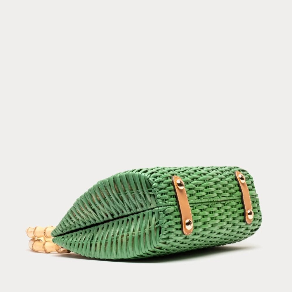 Frances Valentine Rooster Wicker Basket in Green - Picture 5 of 12